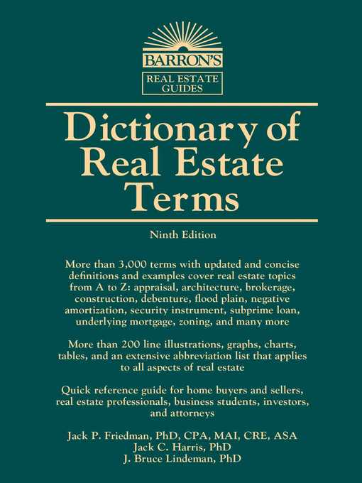 Title details for Dictionary of Real Estate Terms by Jack P. Friedman - Available